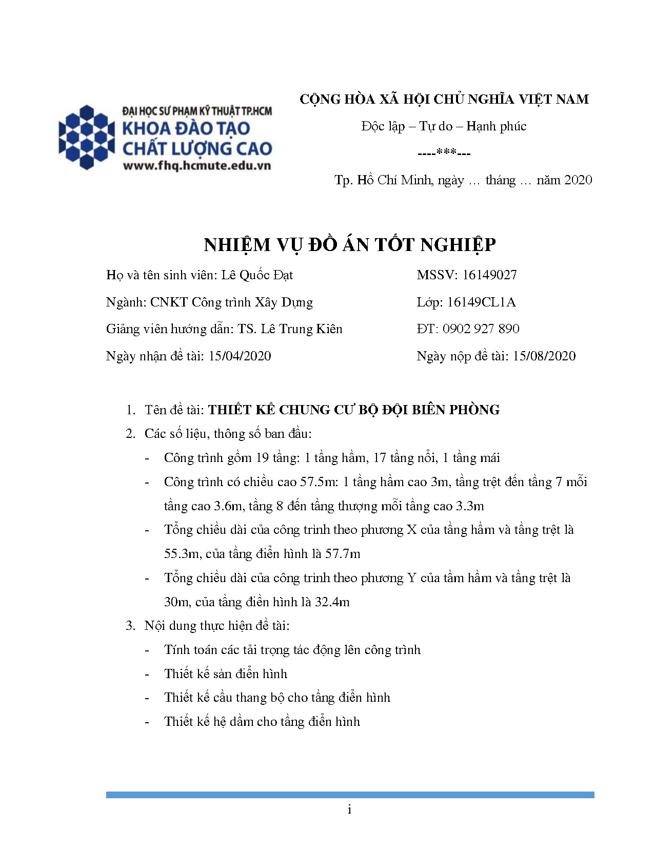 Đồ án tốt nghiệp - Chung cư Bộ đội biên phòng