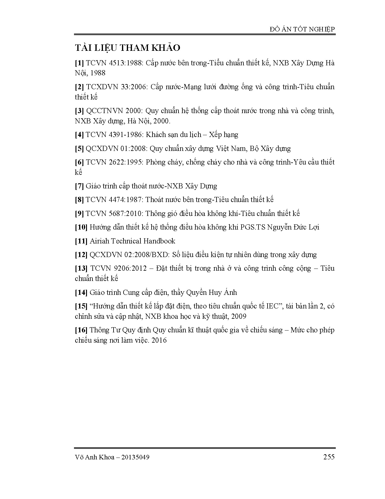 Đồ án tốt nghiệp - Thiết kế hệ thống kĩ thuật công trình khách sạn Hiệp hòa - Phú yên (Kaya Hotel) - Trang 256