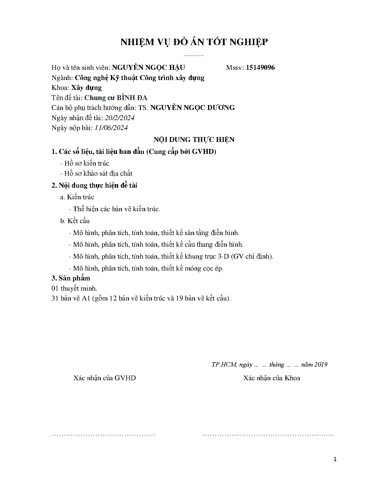 Đồ án tốt nghiệp - Chung cư Bình Đa