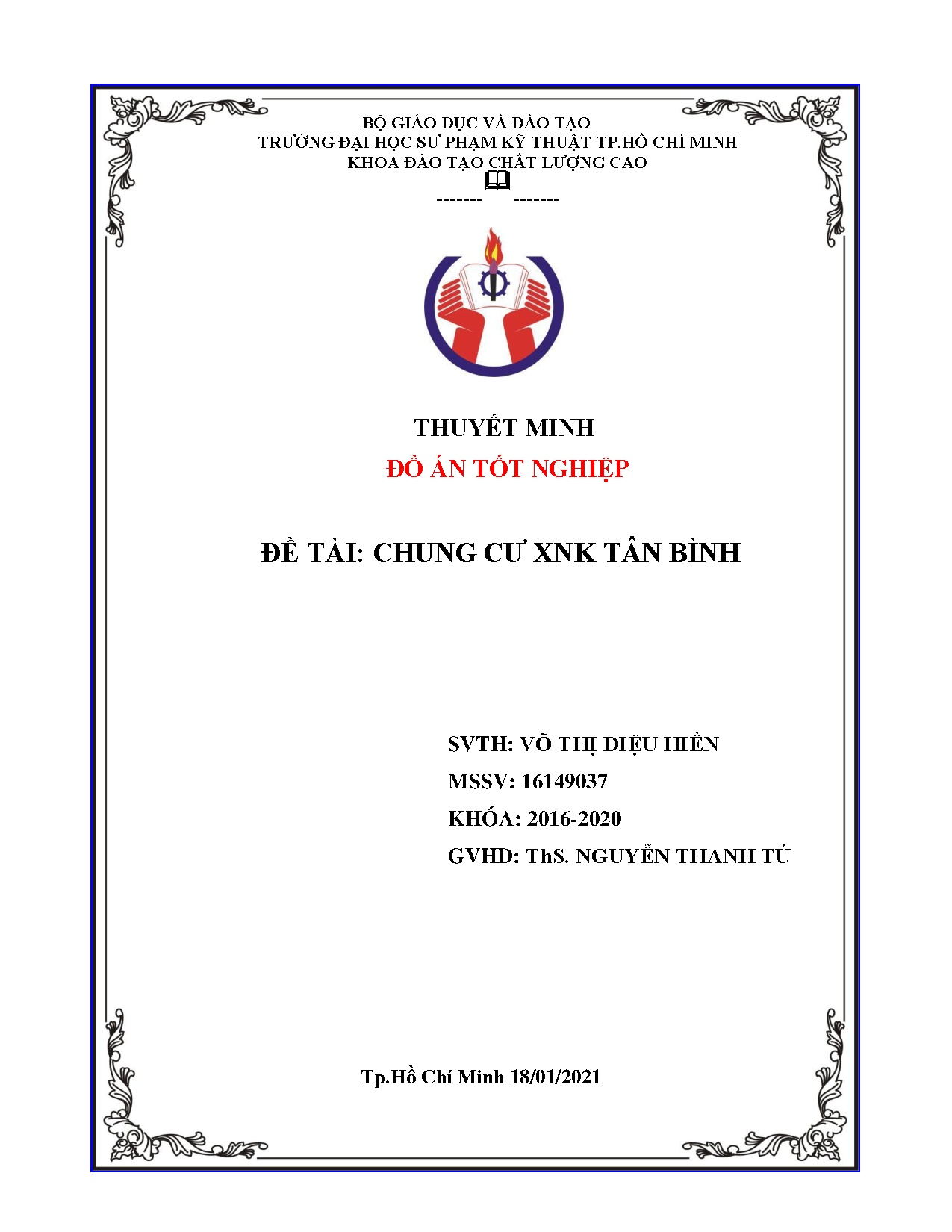 Đồ án tốt nghiệp - Chung cư XNK Tân Bình