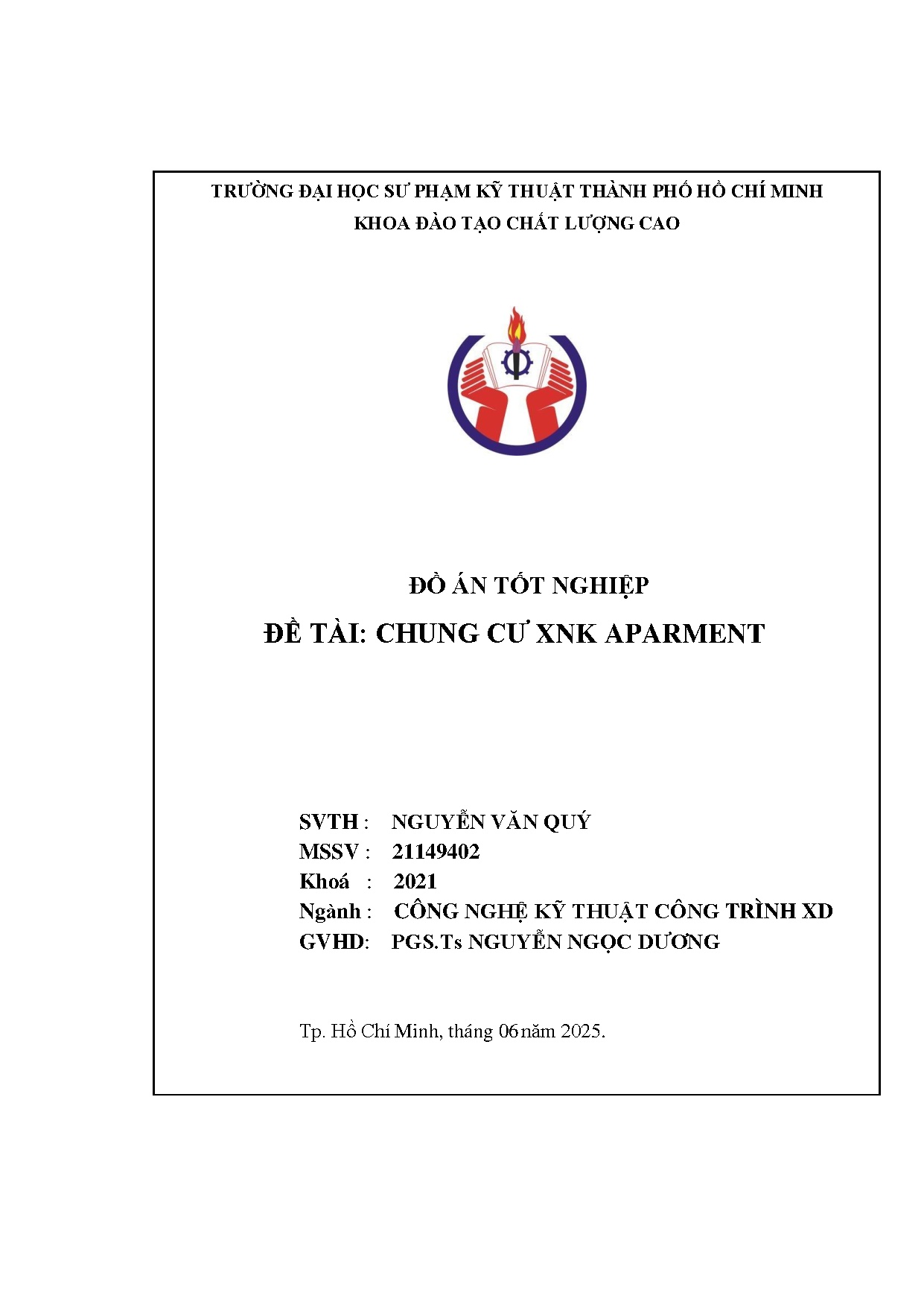 Đồ án tốt nghiệp - Chung cư XNK Aparment