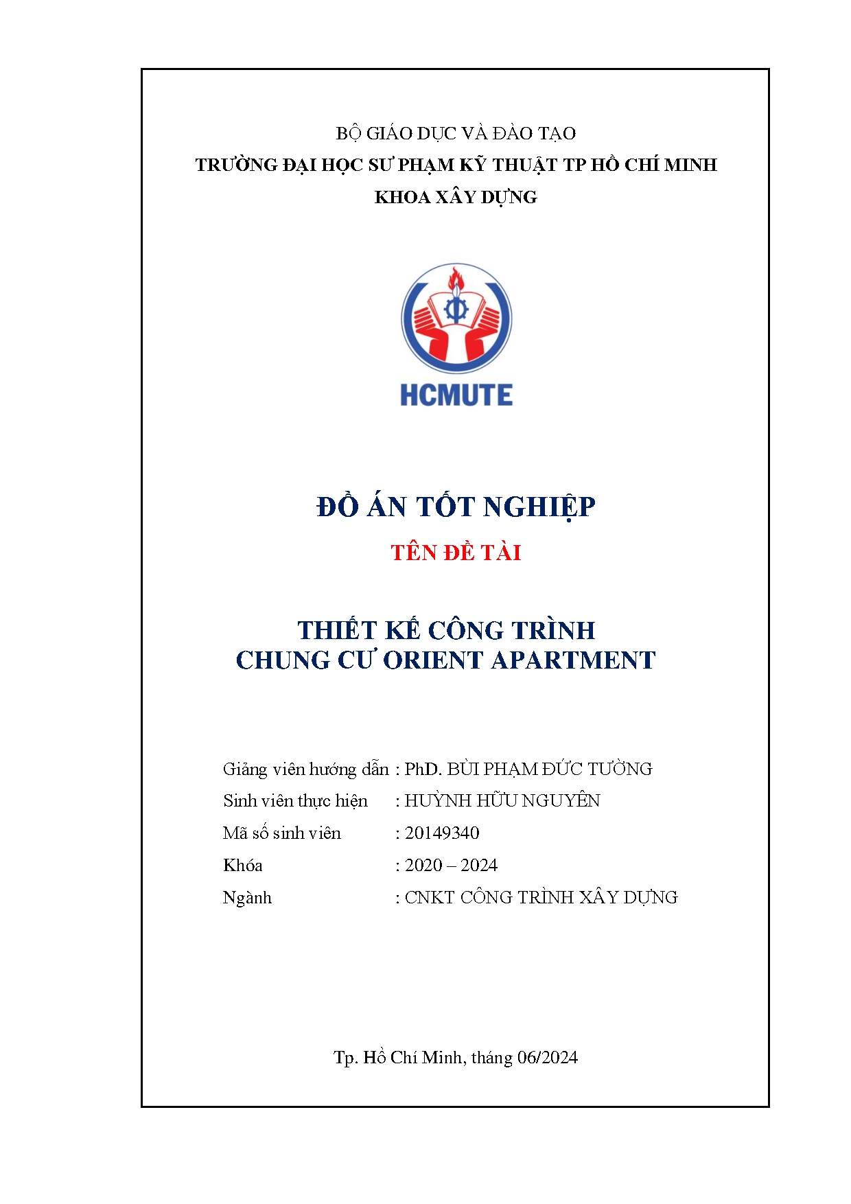 Đồ án tốt nghiệp - Thiết kế công trình chung cư Orient apartment