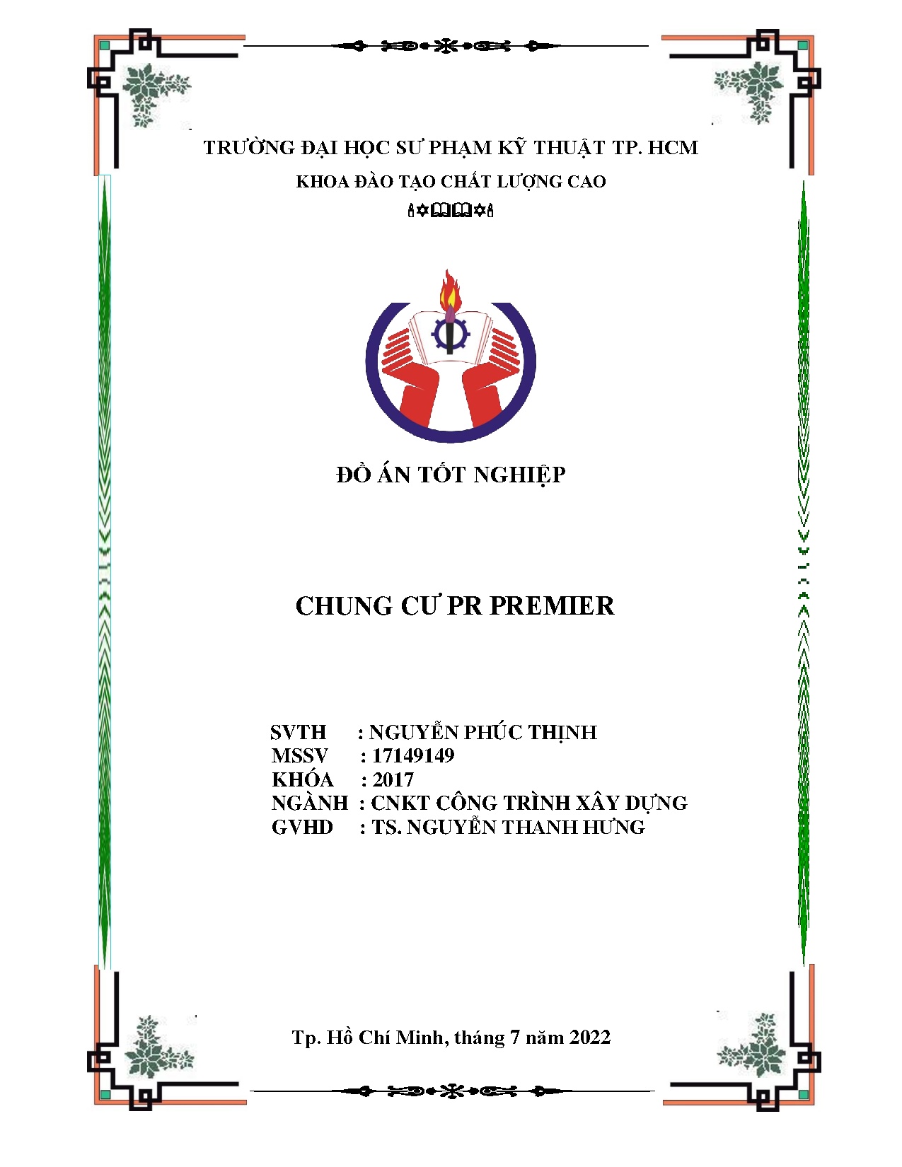 Đồ án tốt nghiệp - Chung cư PT Premier: Đồ án tốt nghiệp Khoa chất lượng cao ngành Công nghệ KTCTXD