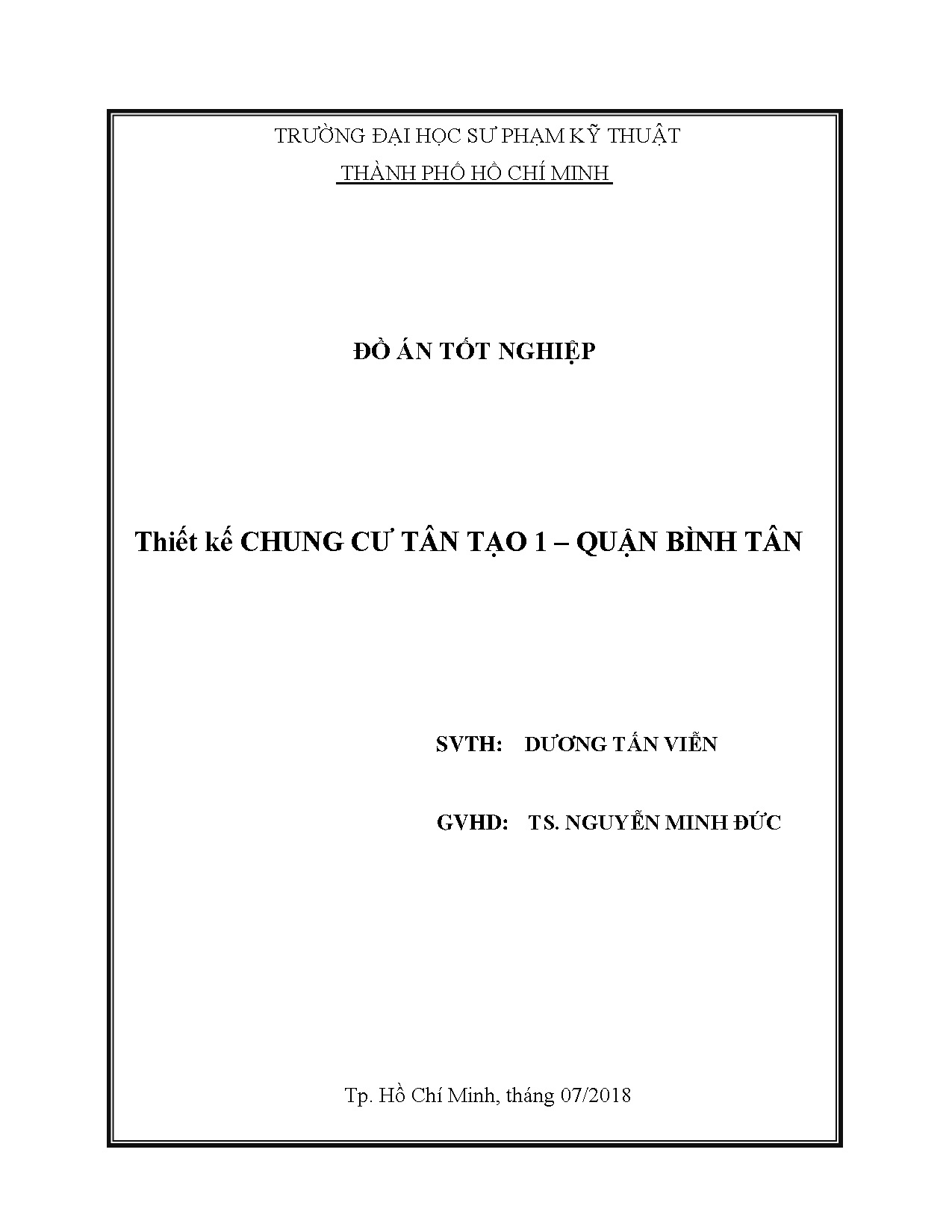 Đồ án tốt nghiệp - Thiết kế chung cư Tân Tạo 1 - Quận Bình Tân