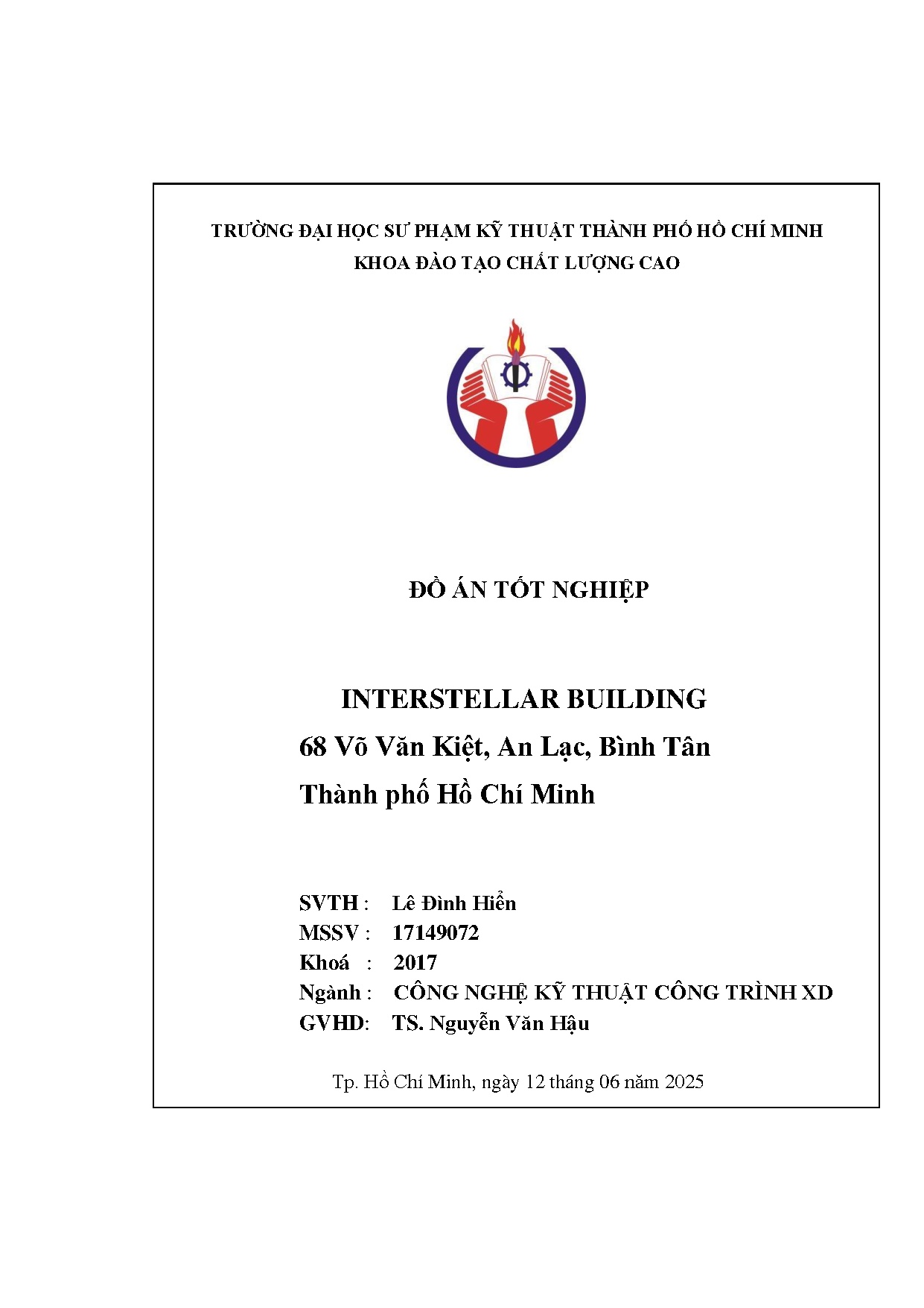 Đồ án tốt nghiệp - Interstellar Building 68 Võ Văn Kiệt, An Lạc, Bình Tân Thành phố Hồ Chí Minh