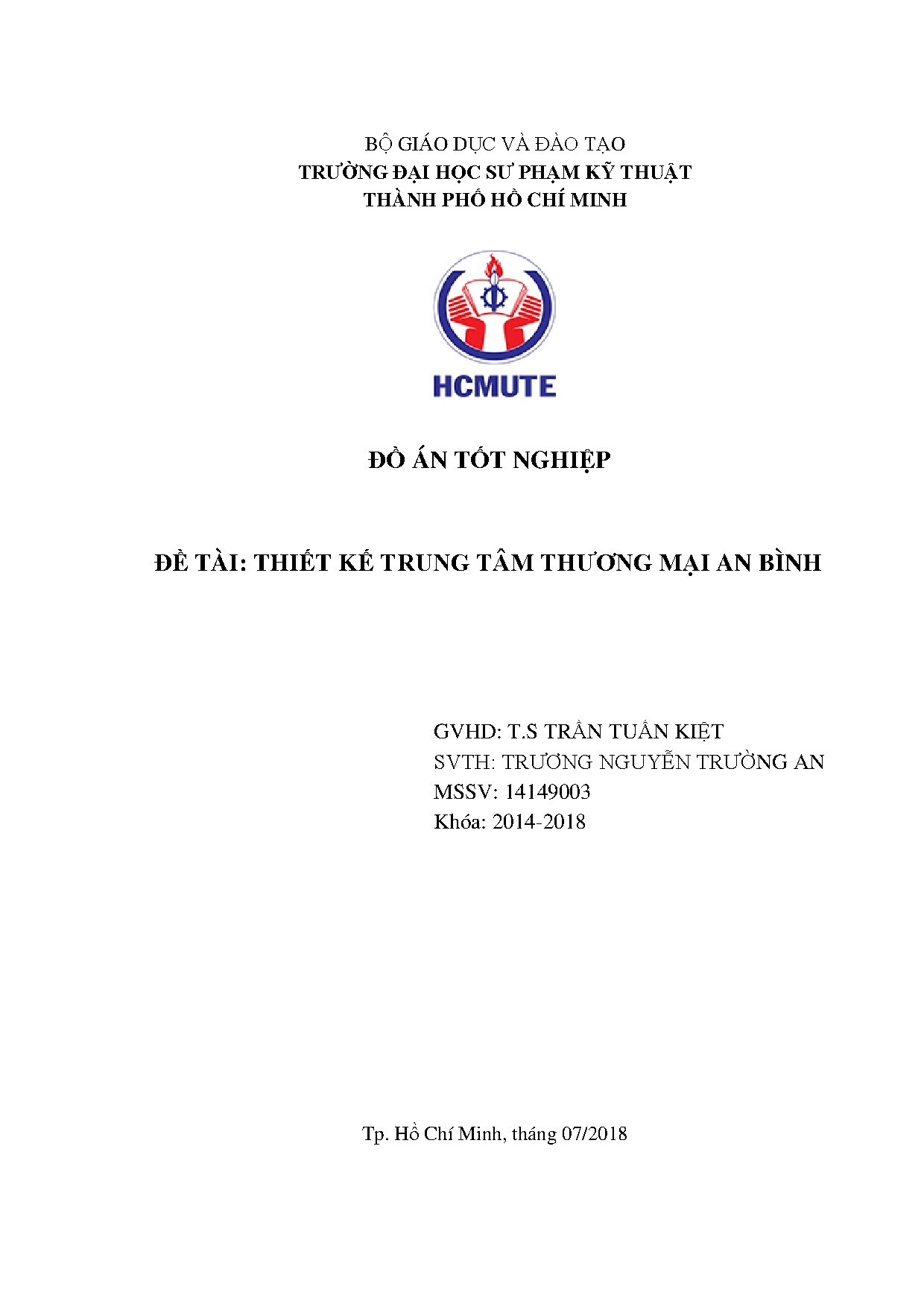 Đồ án tốt nghiệp - Thiết kế trung tâm thương mại An Bình: Đồ án tốt nghiệp ngành Công nghệ kỹ TCTXD