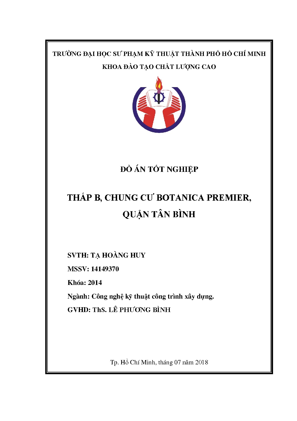 Đồ án tốt nghiệp - Tháp B, chung cư Botanica Premier, Quận Tân Bình