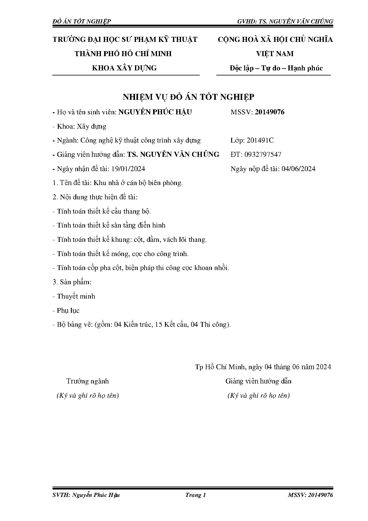 Đồ án tốt nghiệp - Khu nhà ở cán bộ Biên Phòng