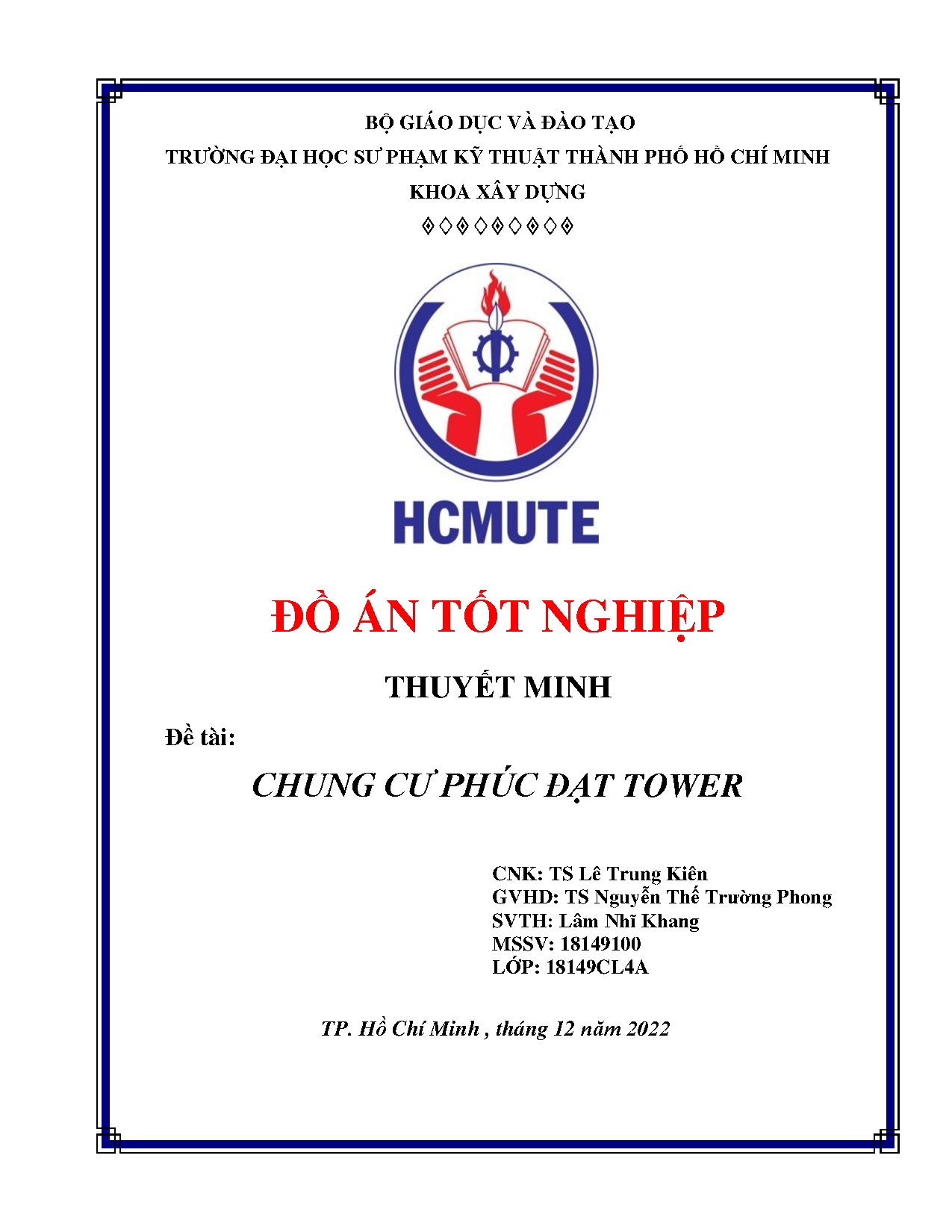 Đồ án tốt nghiệp - Chung cư Phúc Đạt Tower