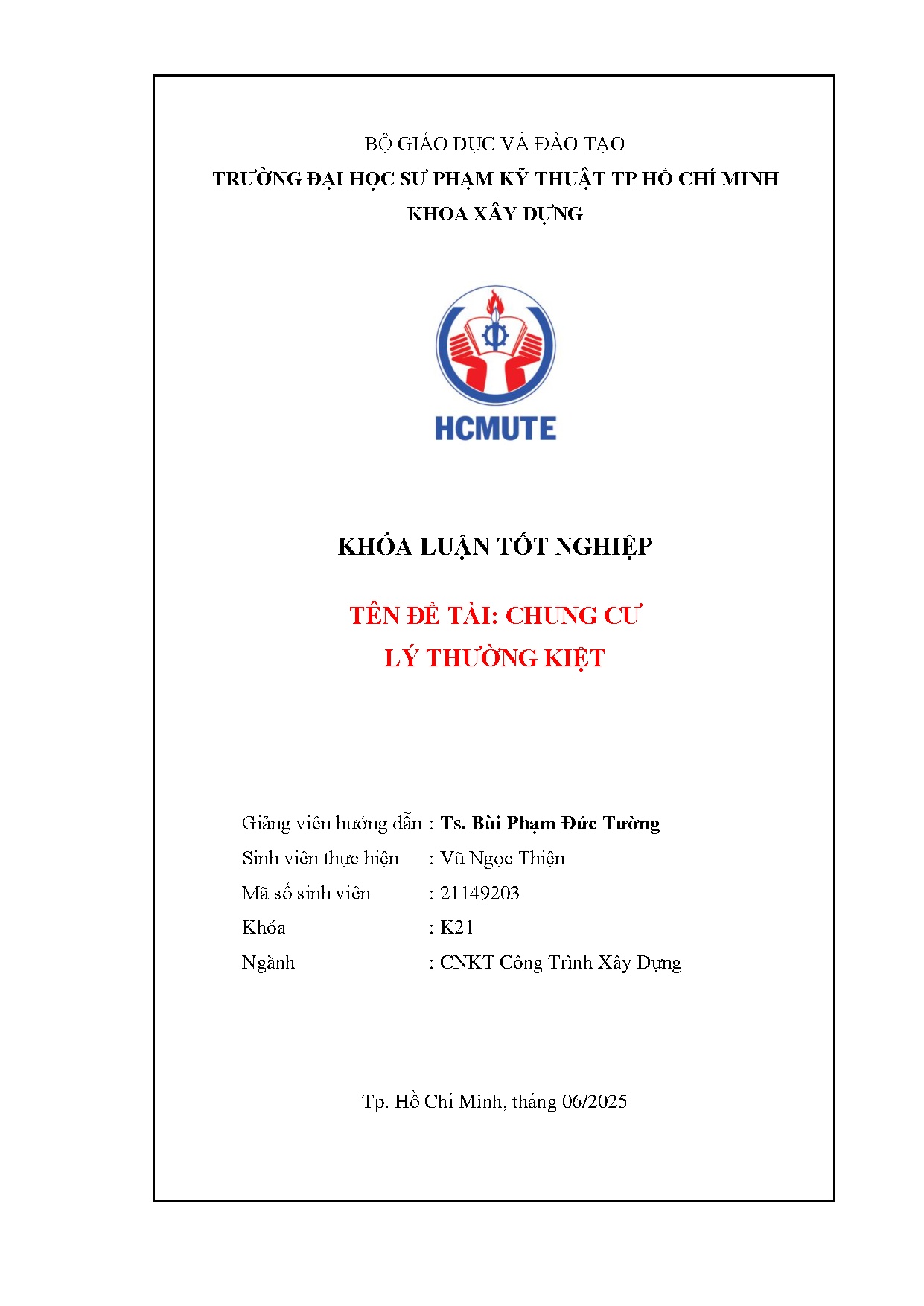 Đồ án tốt nghiệp - Chung cư Lý Thường Kiệt