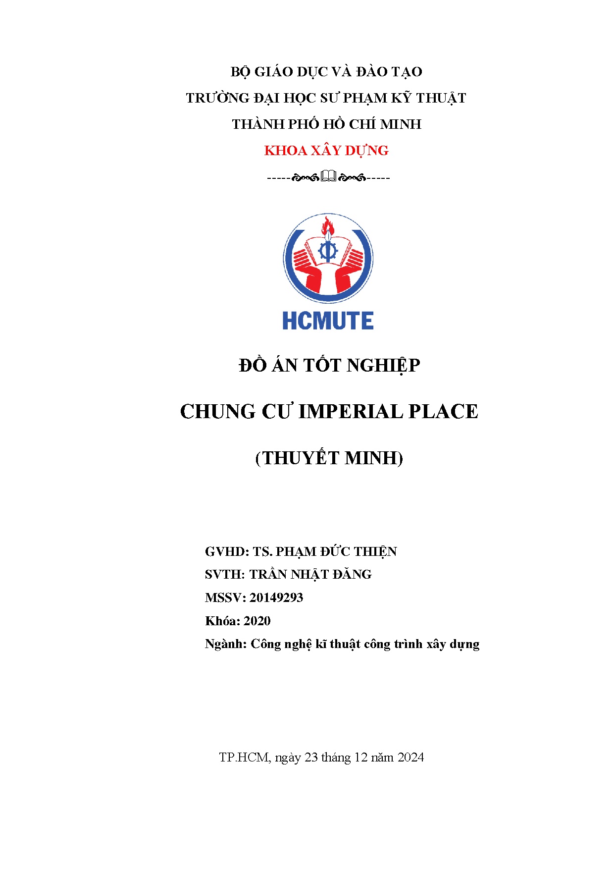 Đồ án tốt nghiệp - Chung cư Imperial Place