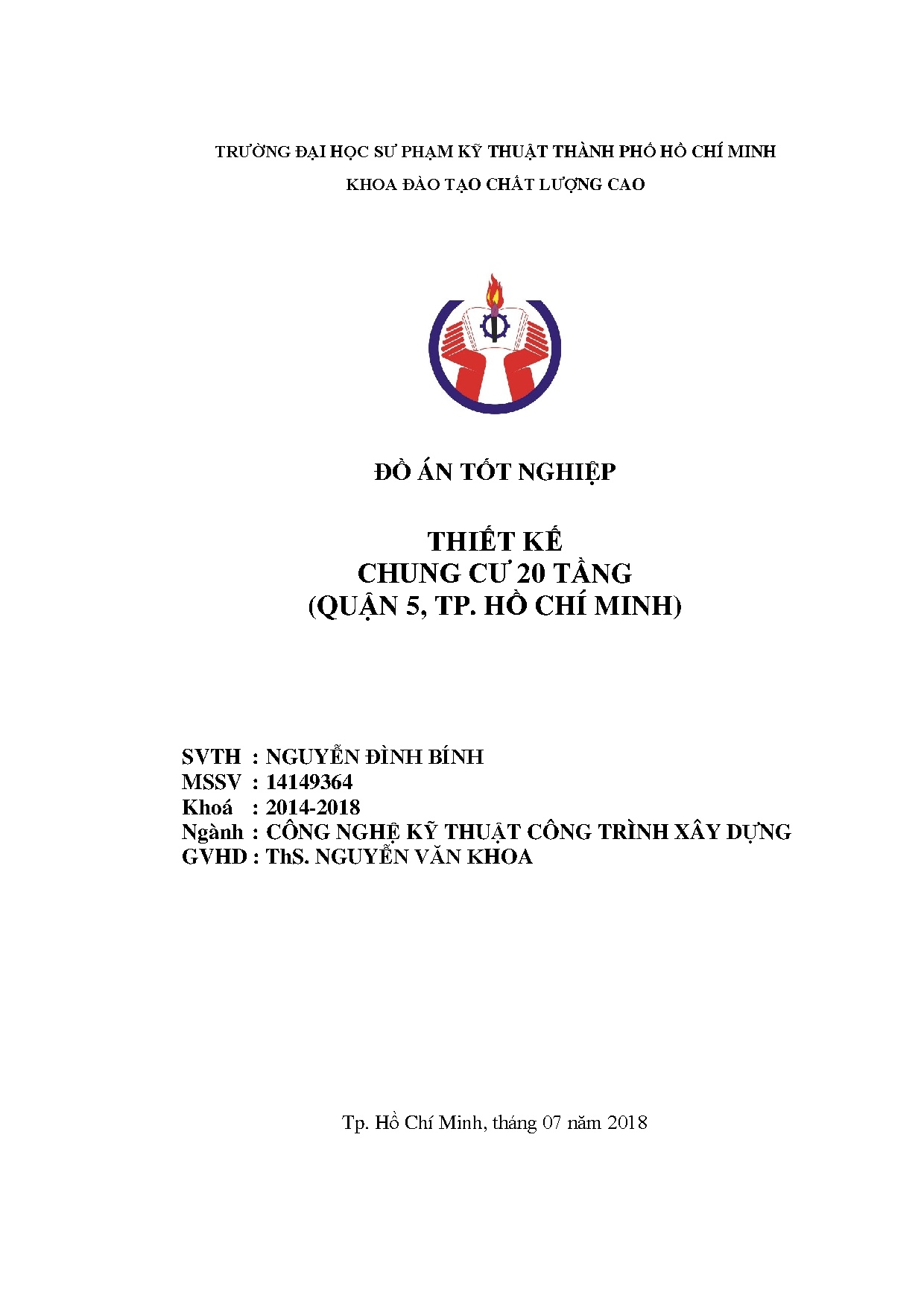 Đồ án tốt nghiệp - Thiết kế chung cư 20 tầng (Quận 5, TP. Hồ Chí Minh)