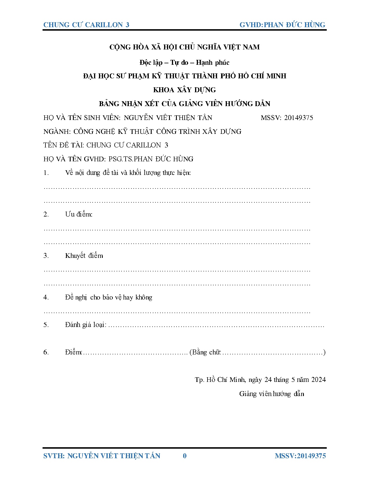 Đồ án tốt nghiệp - Chung cư Carillon 3