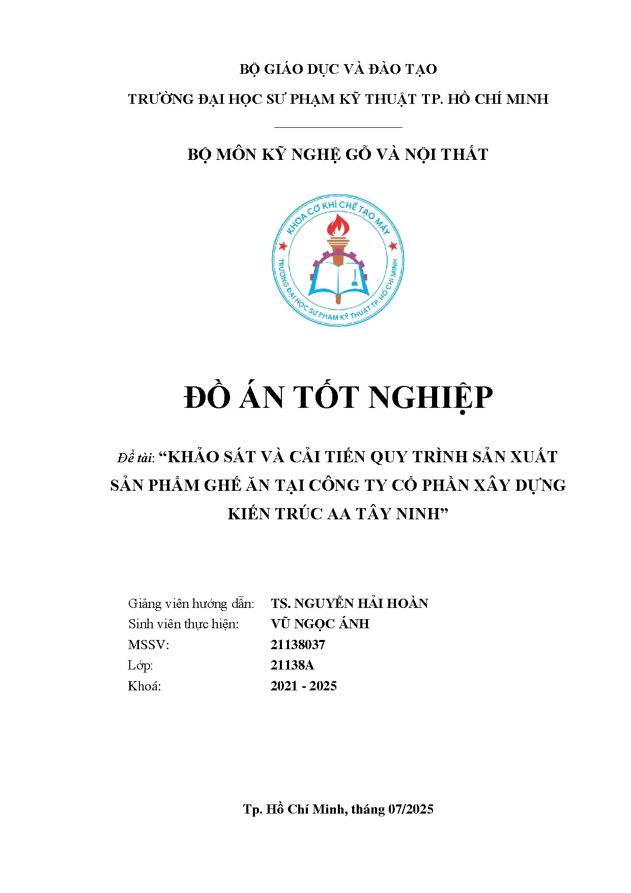 Đồ án tốt nghiệp - Khảo sát và cải tiến quy trình sản xuất sản phẩm ghế ăn tại công ty cổ PXDKTATN - Trang 2