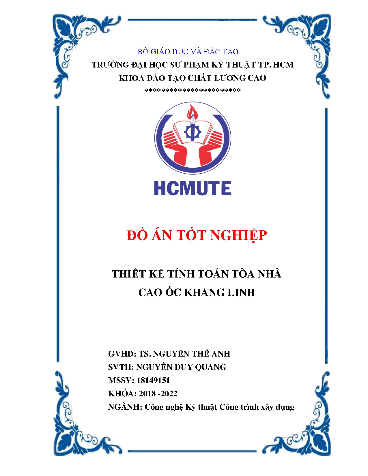 Đồ án tốt nghiệp - Thiết kế tính toán tòa nhà cao ốc Khang Linh