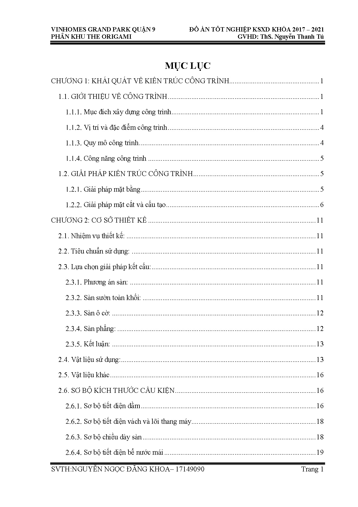 Đồ án tốt nghiệp - Thiết kế chung cư Vinhomes Grand Park