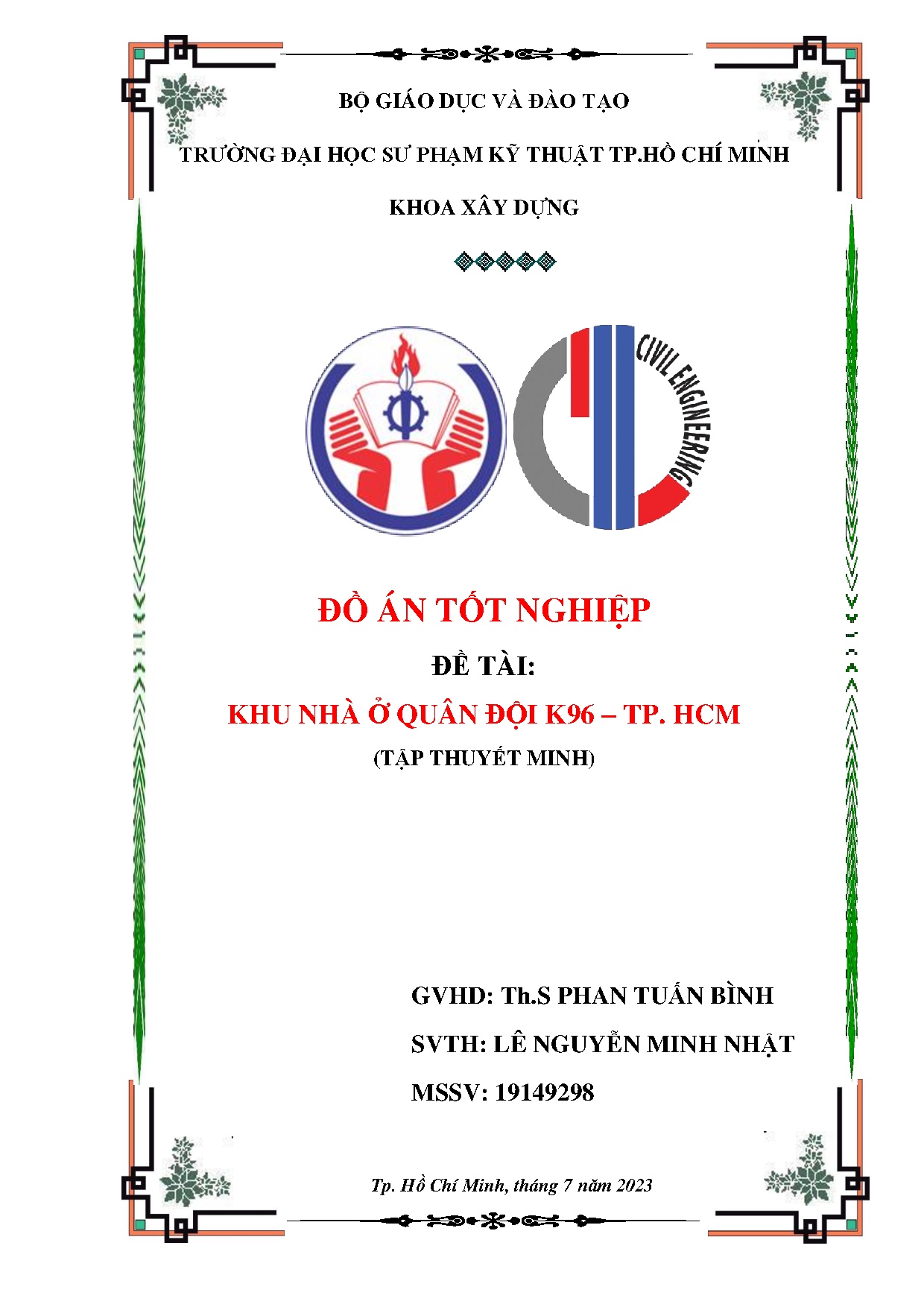 Đồ án tốt nghiệp - Khu nhà ở quân đội K96 - TP.HCM