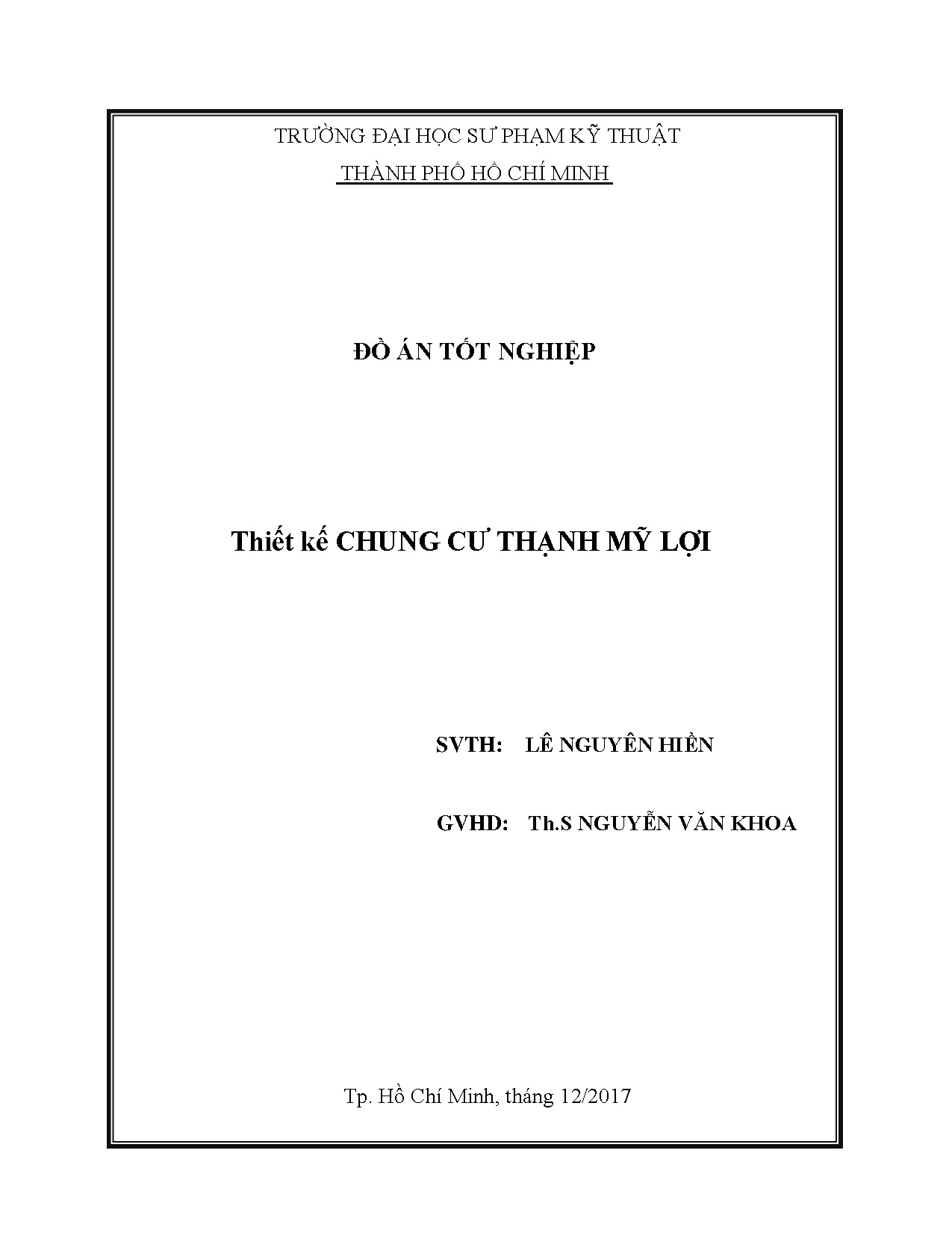 Đồ án tốt nghiệp - Thiết kế chung cư Thạnh Mỹ Lợi