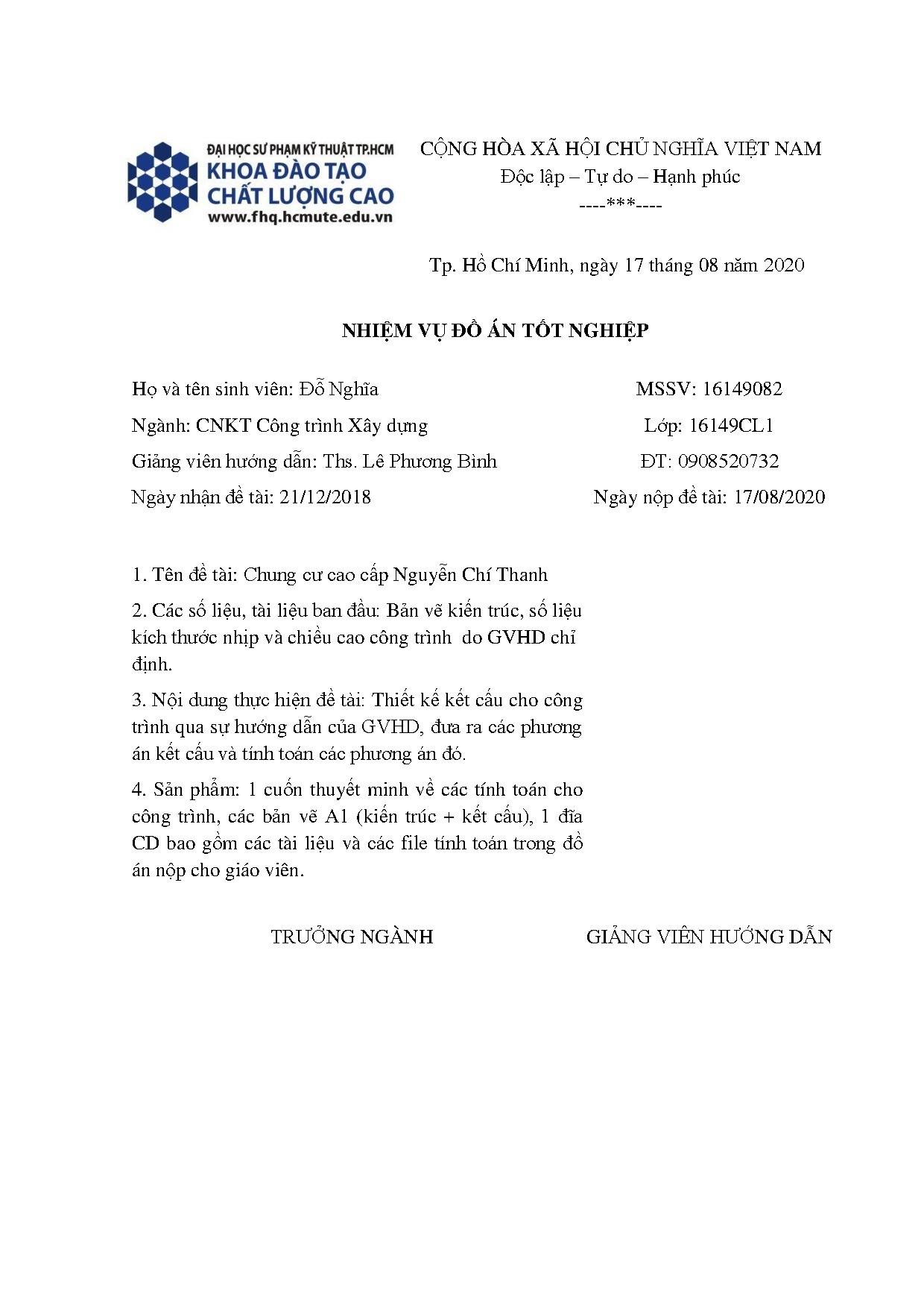 Đồ án tốt nghiệp - Chung cư cao cấp Nguyễn Chí Thanh