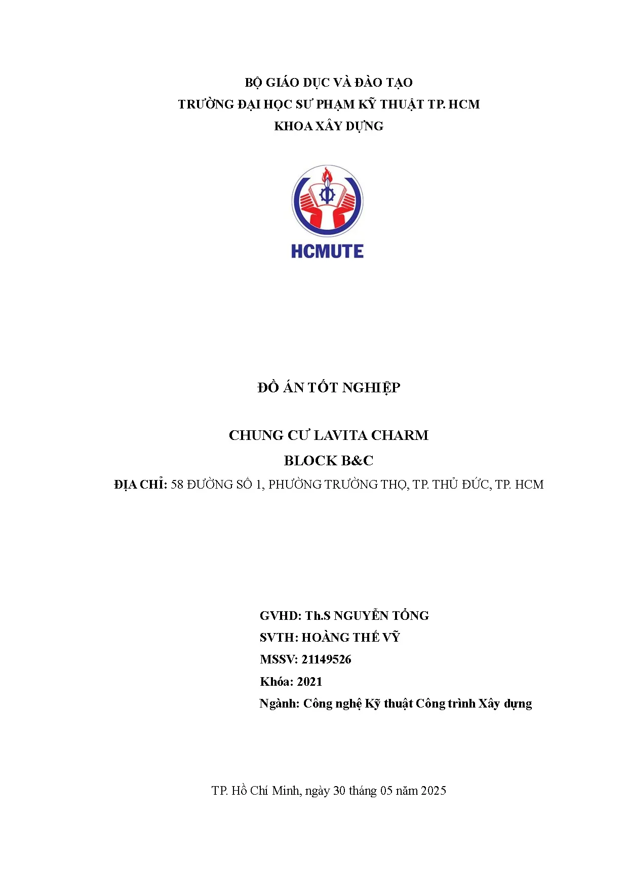 Đồ án tốt nghiệp - Chung cư Lavita Charm Block B&amp;C