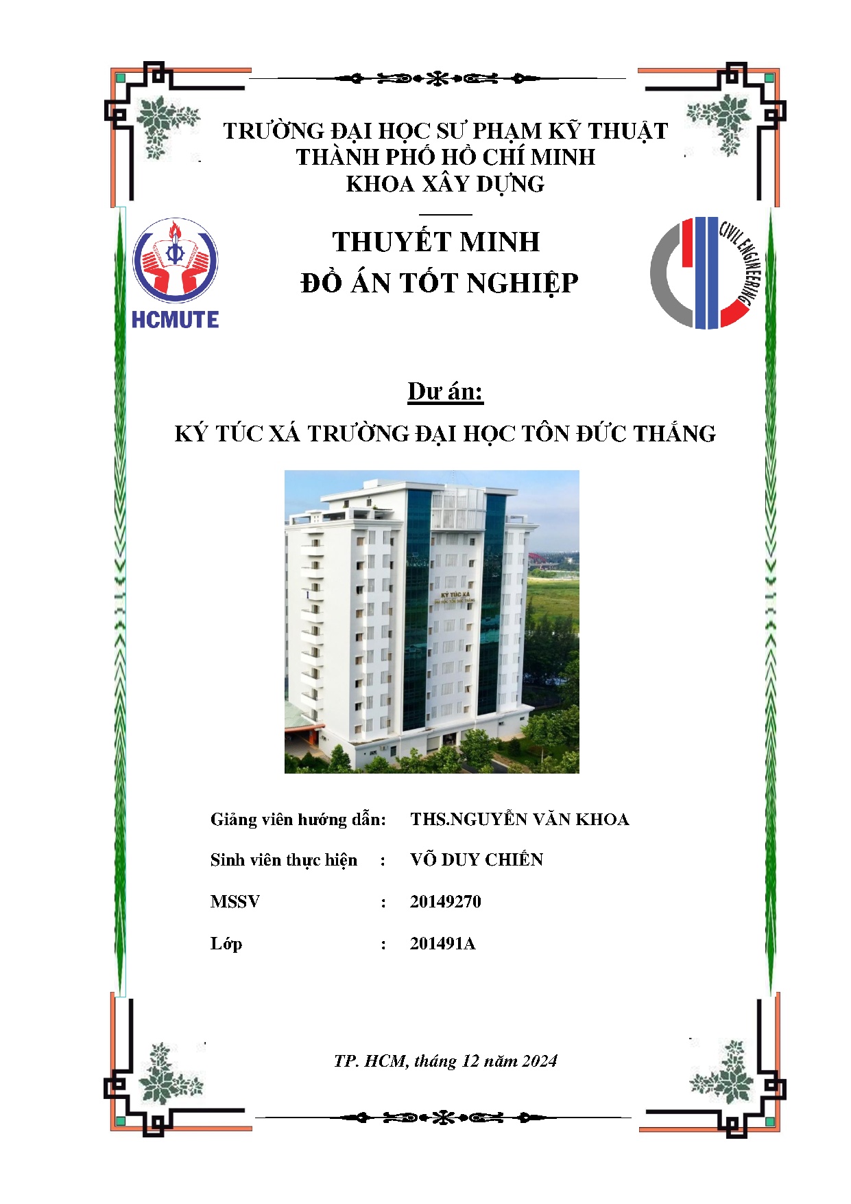 Đồ án tốt nghiệp - Ký túc xá trường Đại học Tôn Đức Thắng