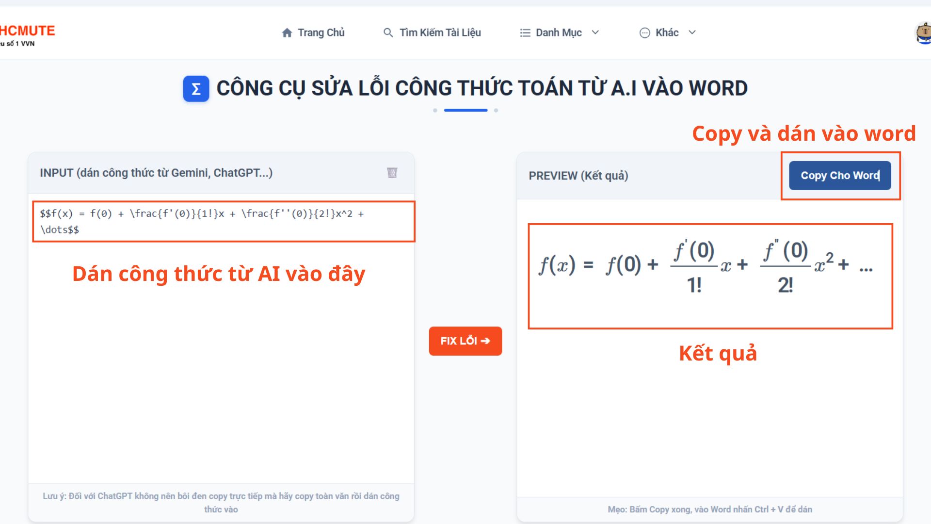 Cách dùng công cụ sửa lỗi công thức từ AI