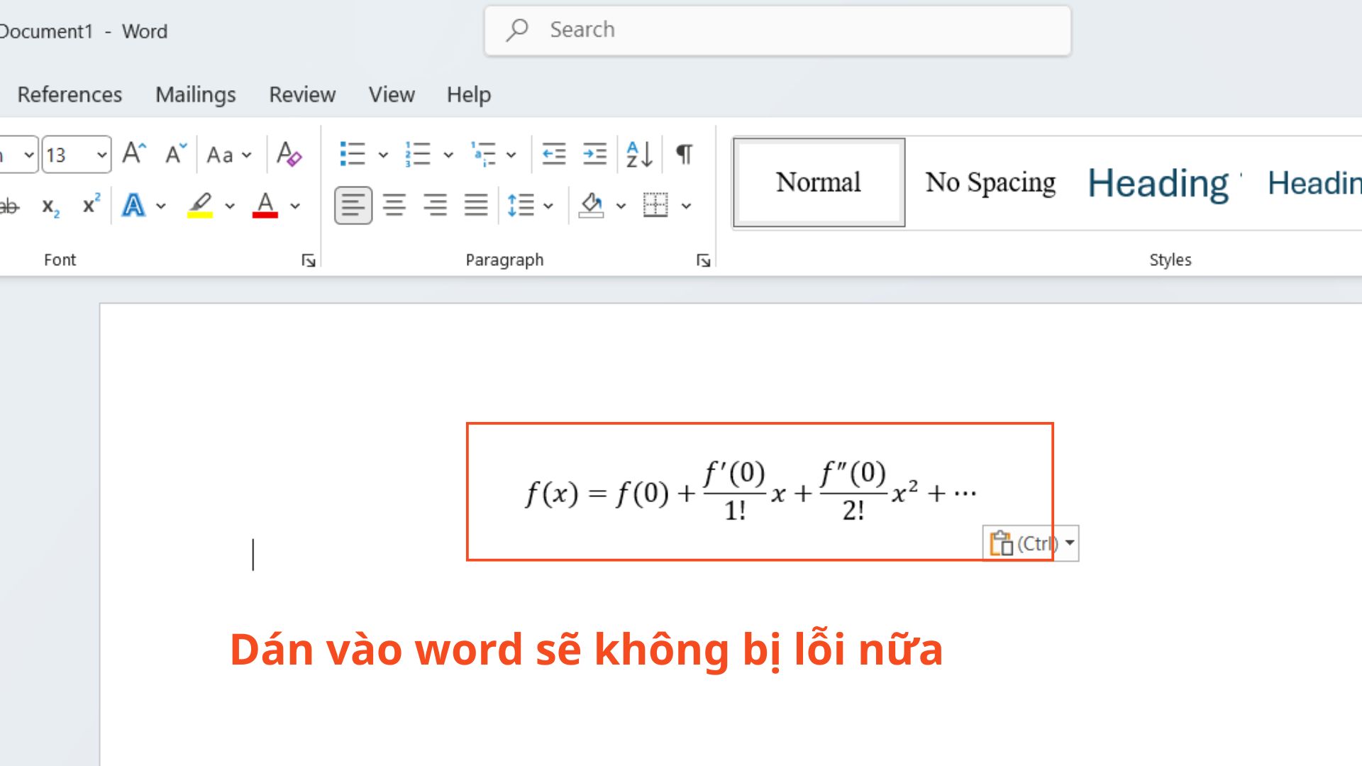 Kết quả sau khi dùng công cụ sửa lỗi công thức AI