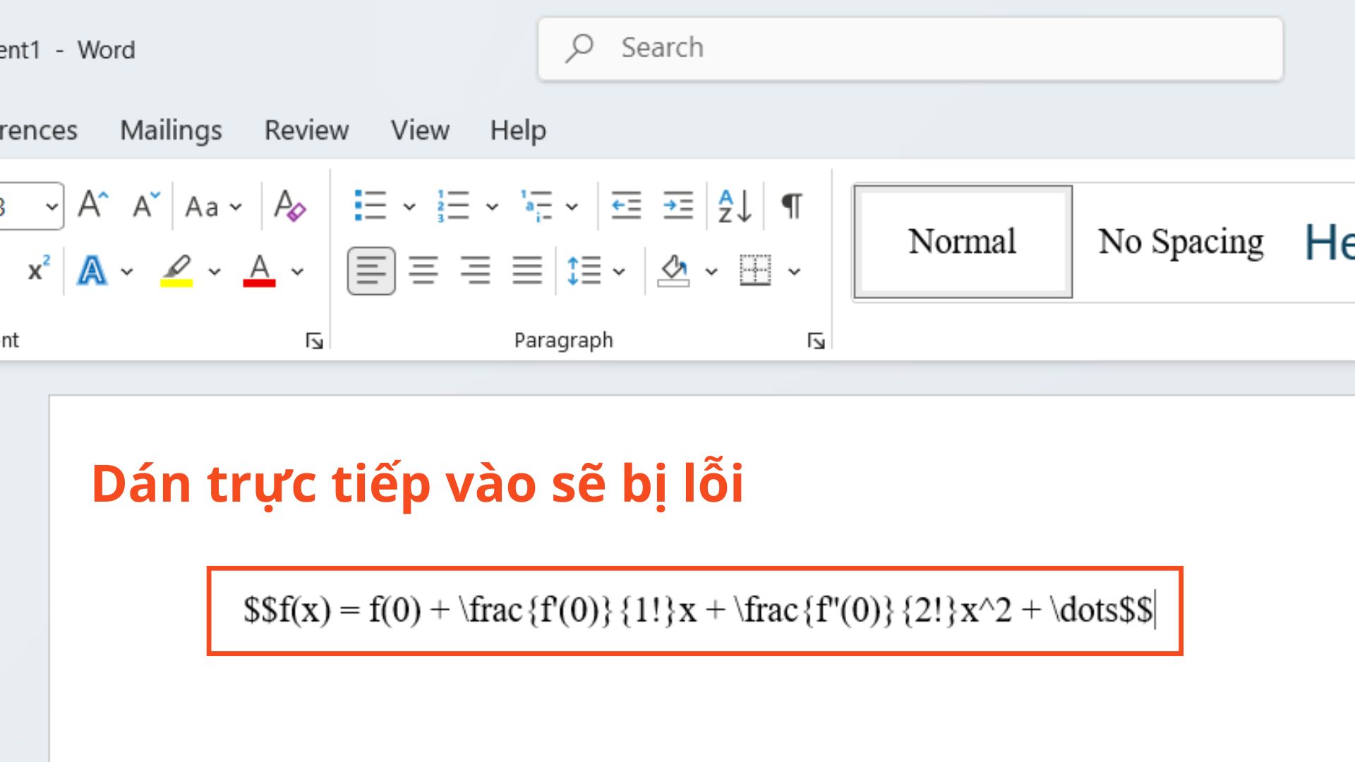 Lỗi khi copy công thức từ AI