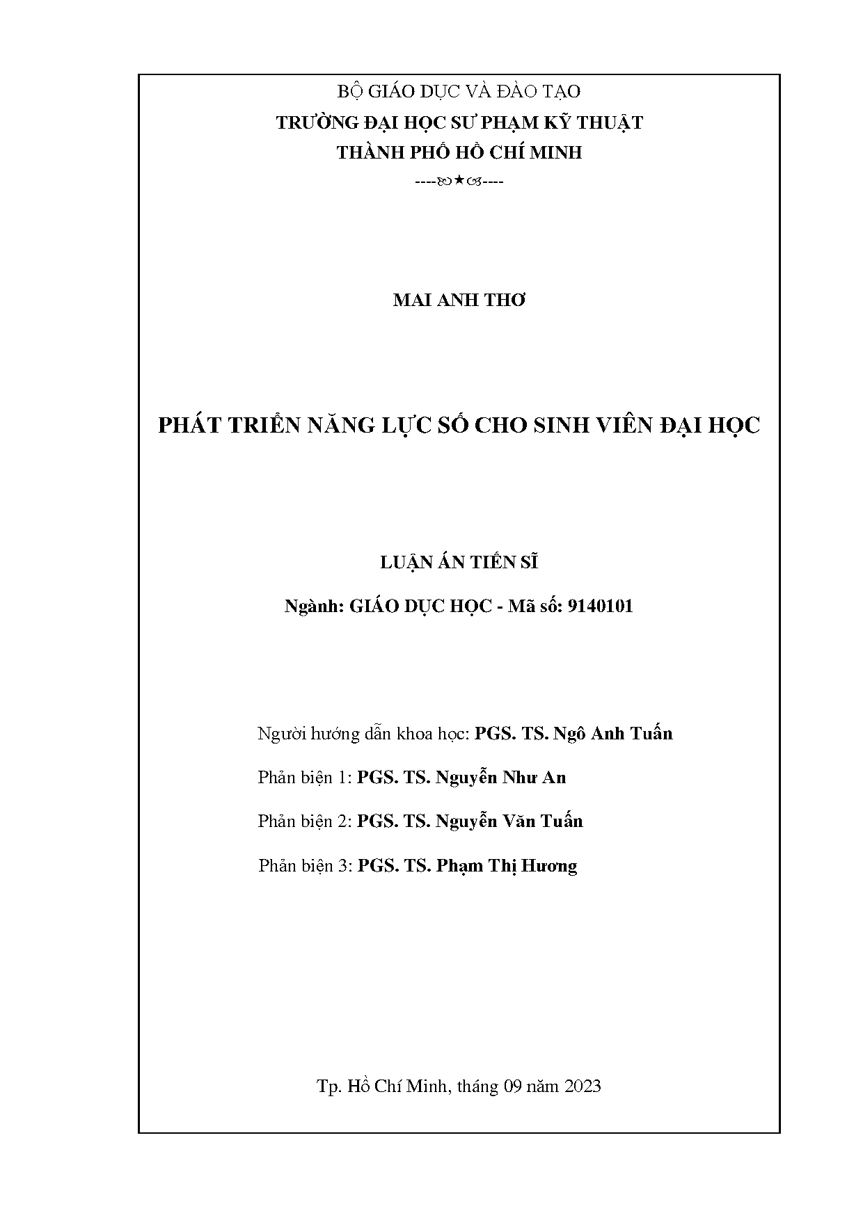 Luận án tiến sĩ - Phát triển năng lực số cho sinh viên đại học